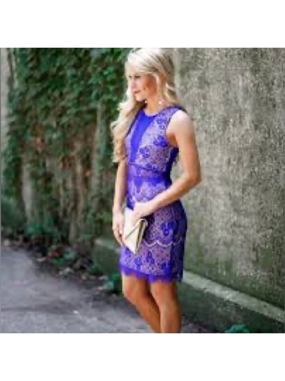 Lush Purple Lace Sleeveless  Mini Dress with Cut-Outs Small